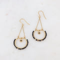 Boucles d'oreilles à crochet avec perles en pierres naturelles, pampille, étoile et strass