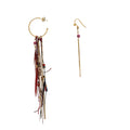 Boucles d'oreilles à puce avec pièce ronde ajourée, soleil, anneau et pierres naturelles