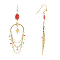 Boucles d'oreilles à crochet avec pâte de verre, émail et chaines