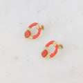 Boucles puces - ovale ajouré, émail et oeil de chat carré ORANGE