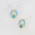 Boucles puces - ovale ajouré, émail et œil de chat carré denim