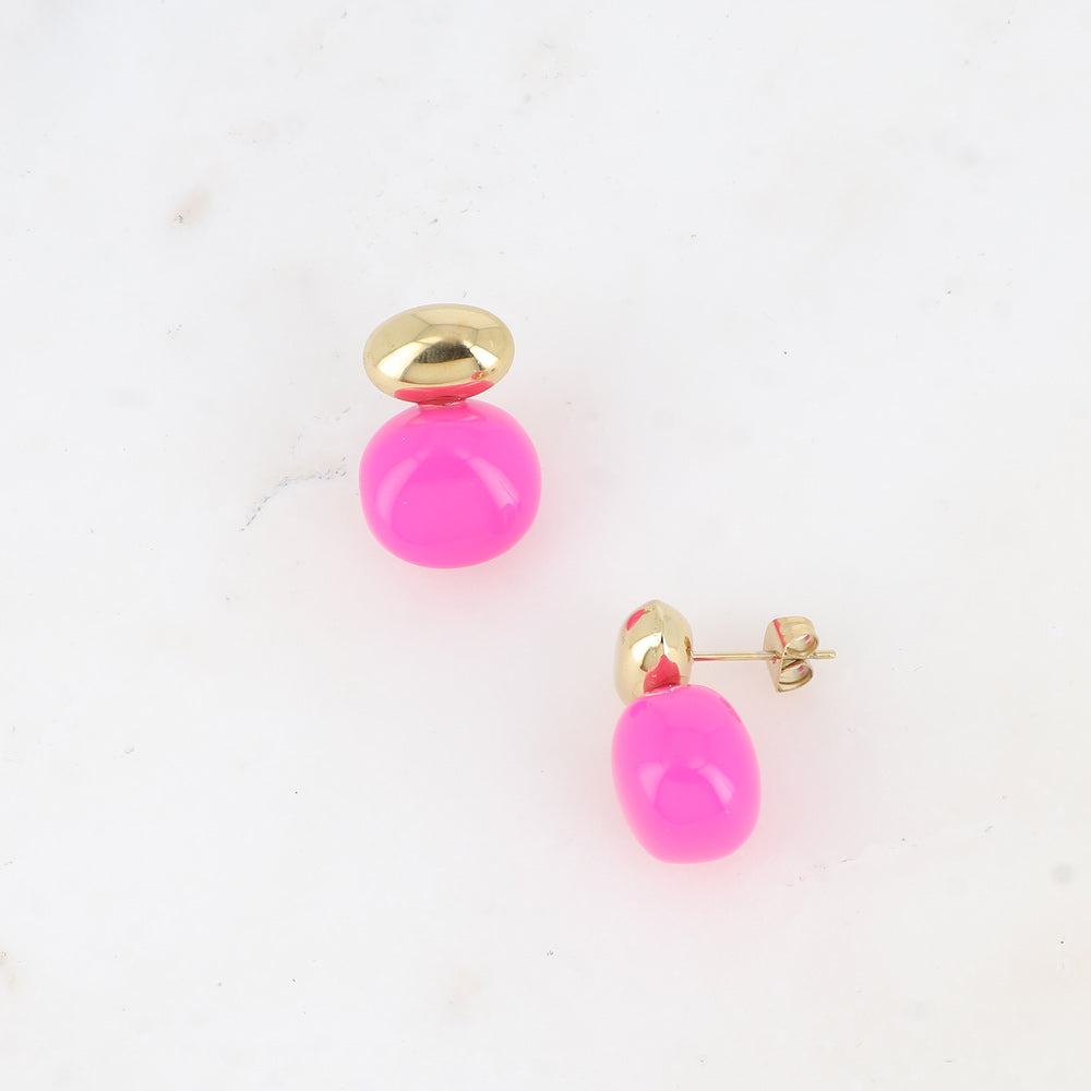 Boucles puces Acia - boule en acétate coloré rose