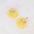 Boucles puces Aélie - créole bombée texturée et acétate coloré JAUNE