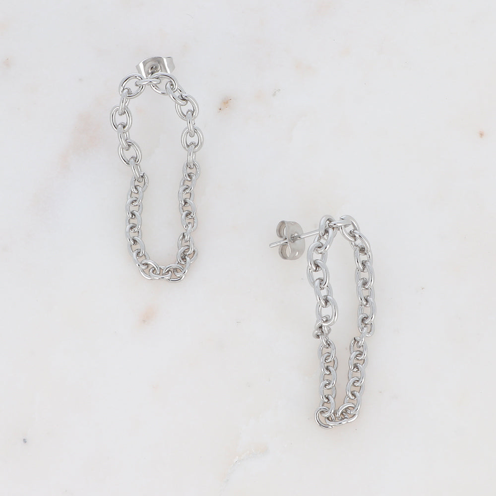 Boucles puces chaîne acier argenté