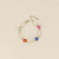 Bracelet - maillons ovales striés et pierres naturelles