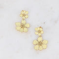 Boucles pendantes - double fleur émaillée Jaune