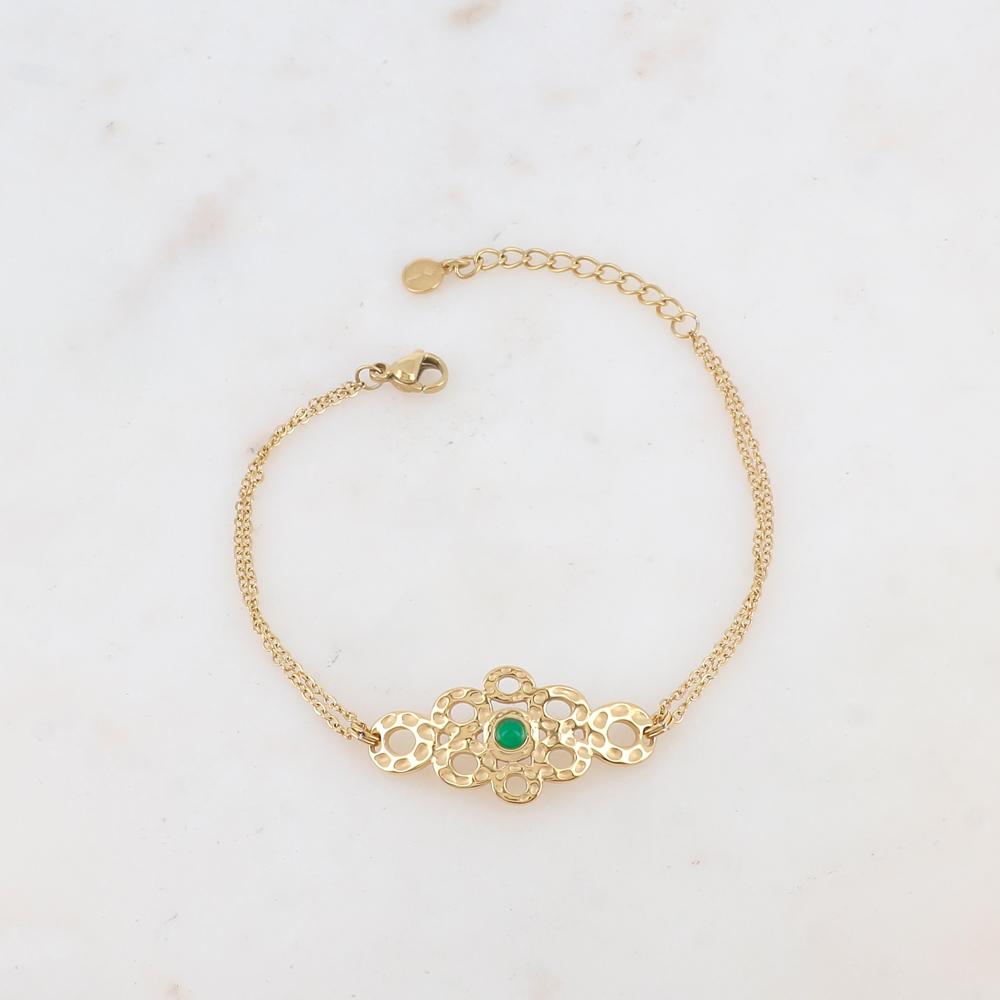 Bracelet avec pièce ajourée de façon muli-ronds, ou pierre naturelle