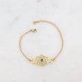 Bracelet avec pièce ajourée de façon muli-ronds, ou pierre naturelle