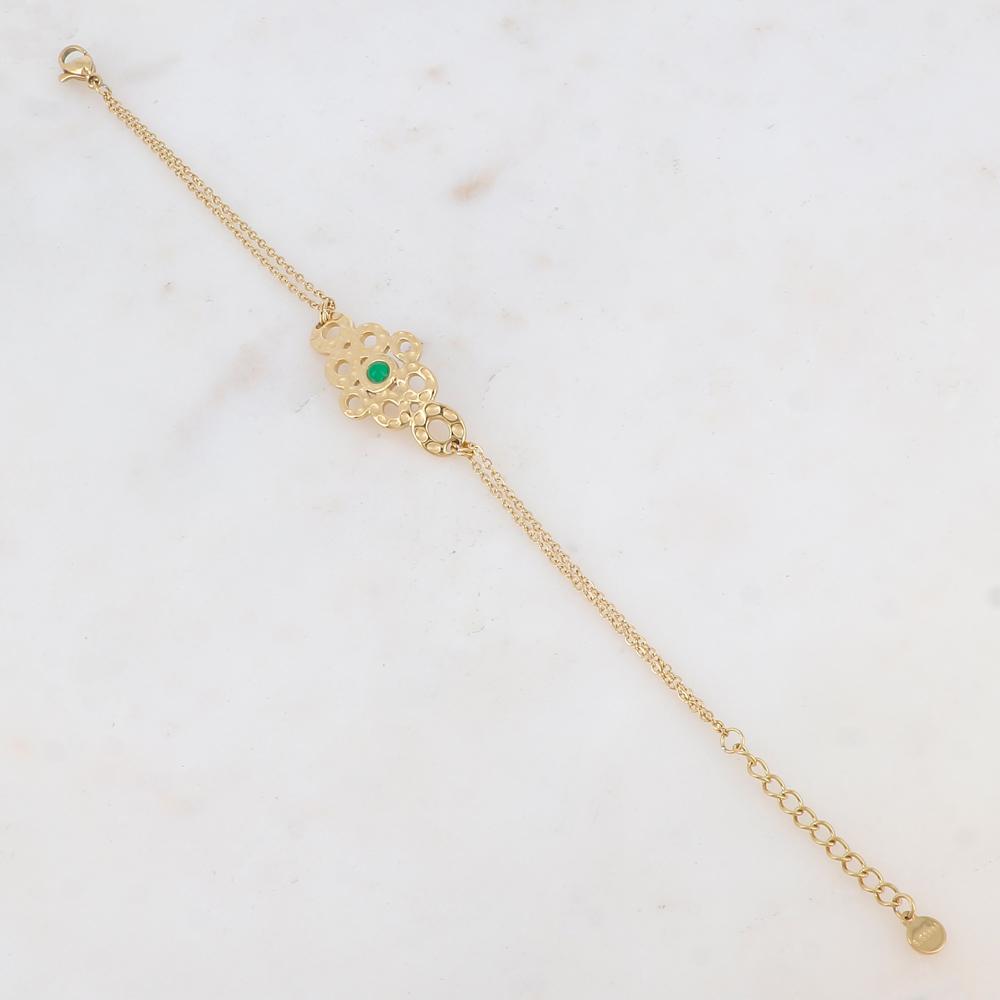 Bracelet avec pièce ajourée de façon muli-ronds, ou pierre naturelle