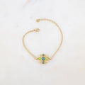 Bracelet avec pièce ronde et 5 pâtes de verre rondes
