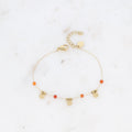 Bracelet fin - pampilles rondes et pierres naturelles orange