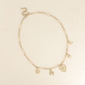 Collier - breloques (fleur, trèfle, coeur, étoile et lune)