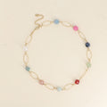 Collier - maillons ovales striés et pierres naturelles