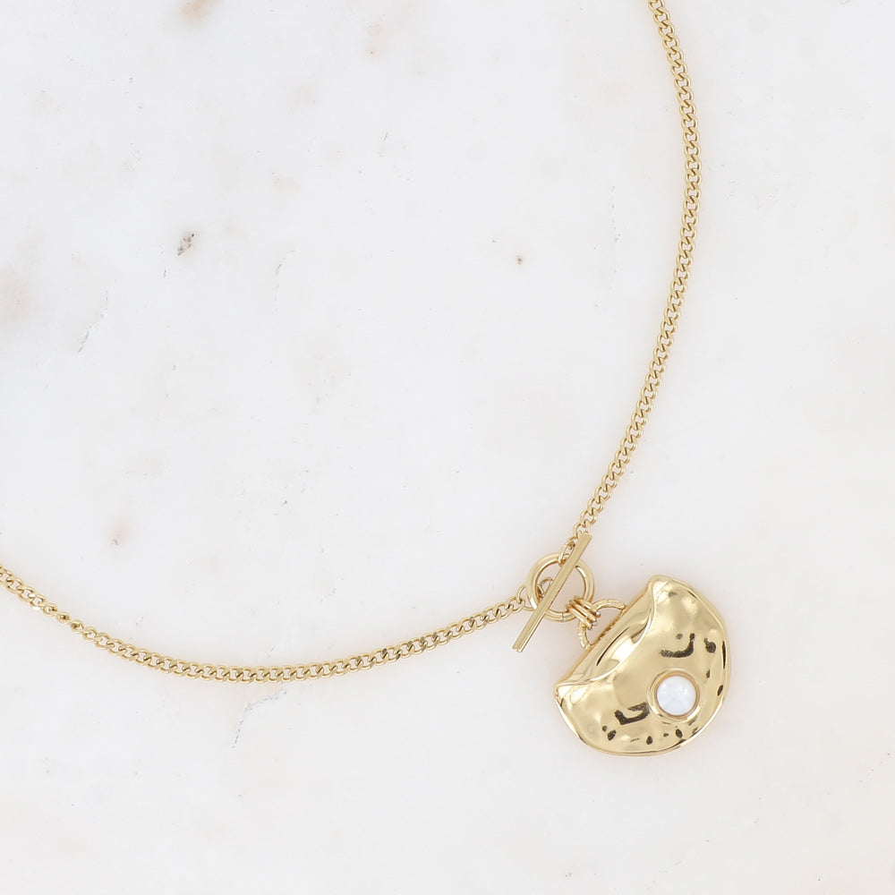 Collier -  pierre naturelle nacre blanche