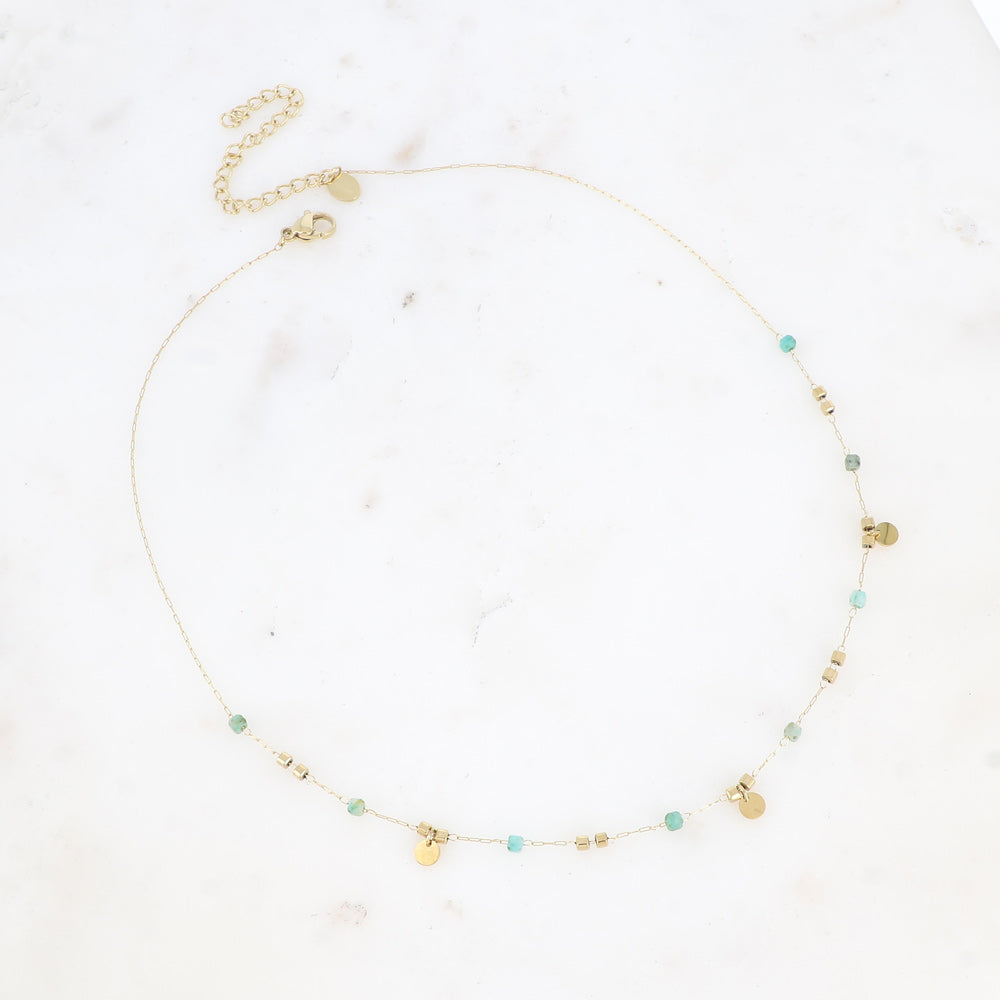 Collier - pierres naturelles et pampilles rondes