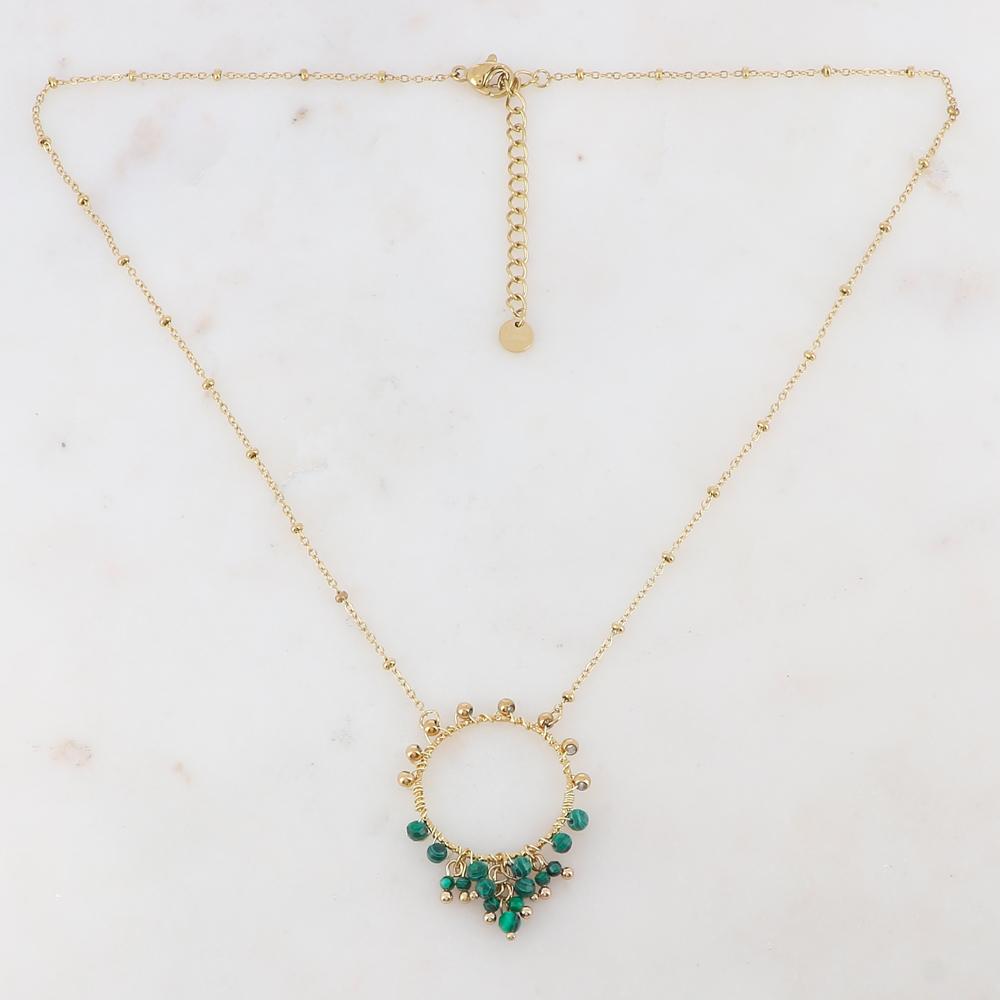 Collier avec anneau doré et pierres naturelles