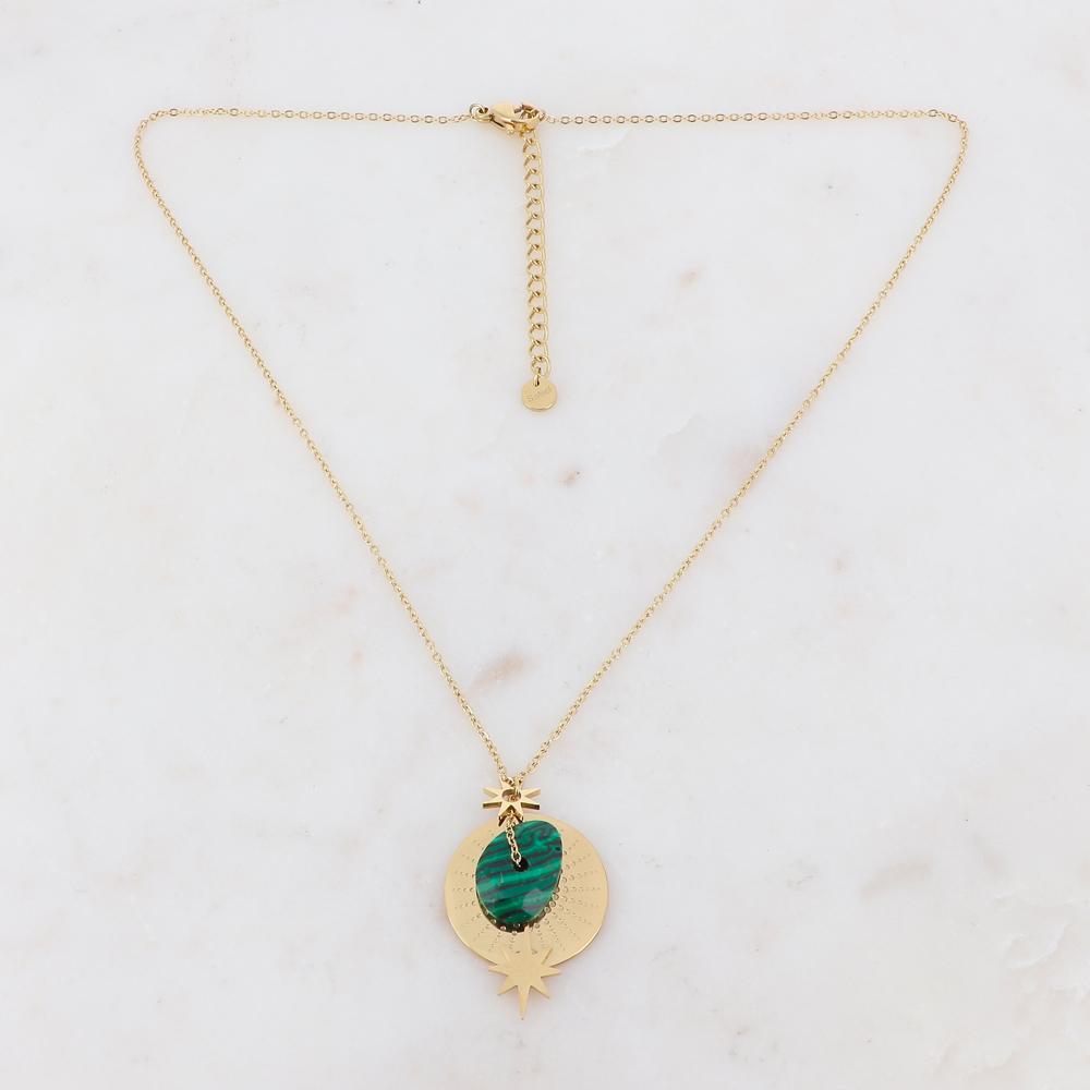 Collier avec pampille et pierre naturelle