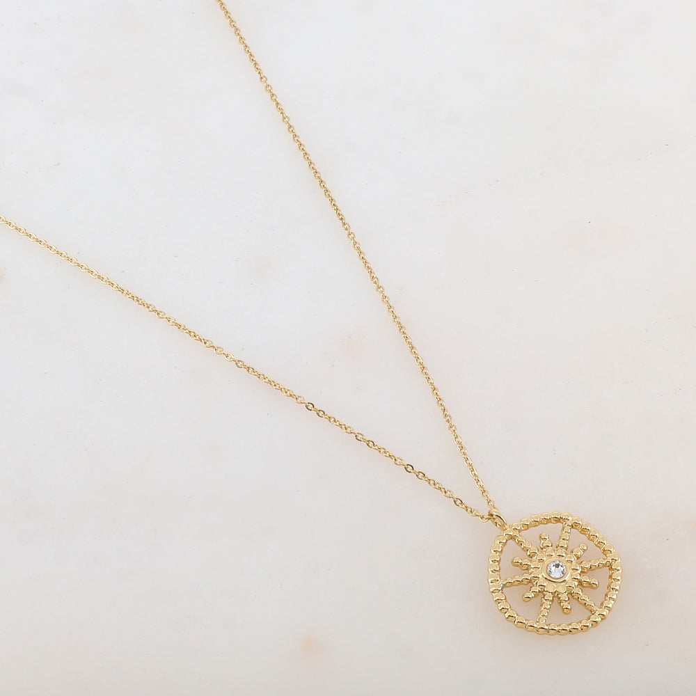 Collier avec pendentif soleil et strass