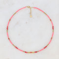 Collier doré avec coeur en émail rouge et pierres Jaspes impérial rouge
