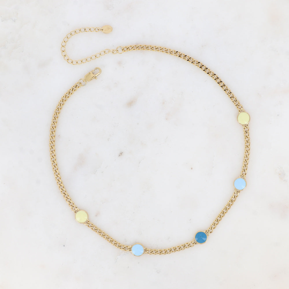 Collier doré bleu