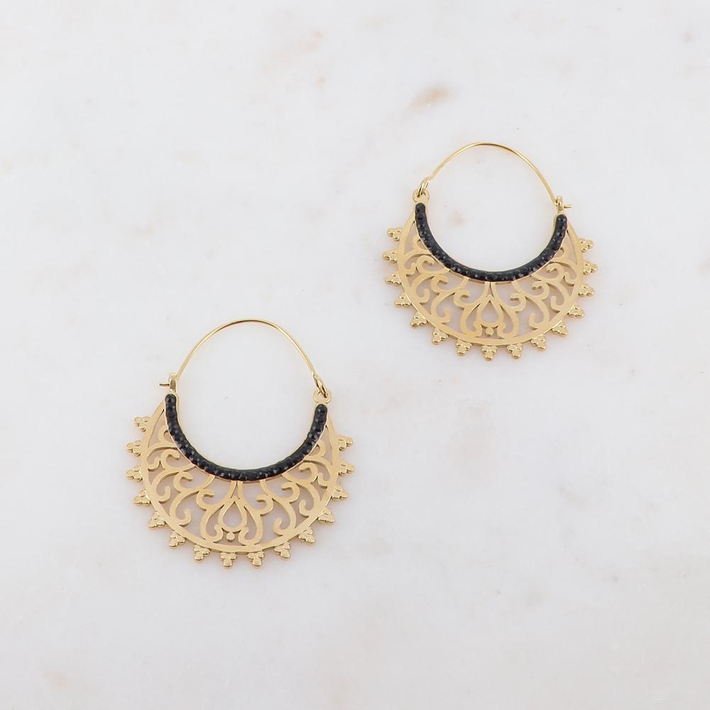 Créoles avec pièce ajourée et strass