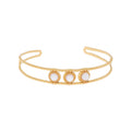 Jonc doré 2 rangs avec pierres naturelles blanches (jade blanc)