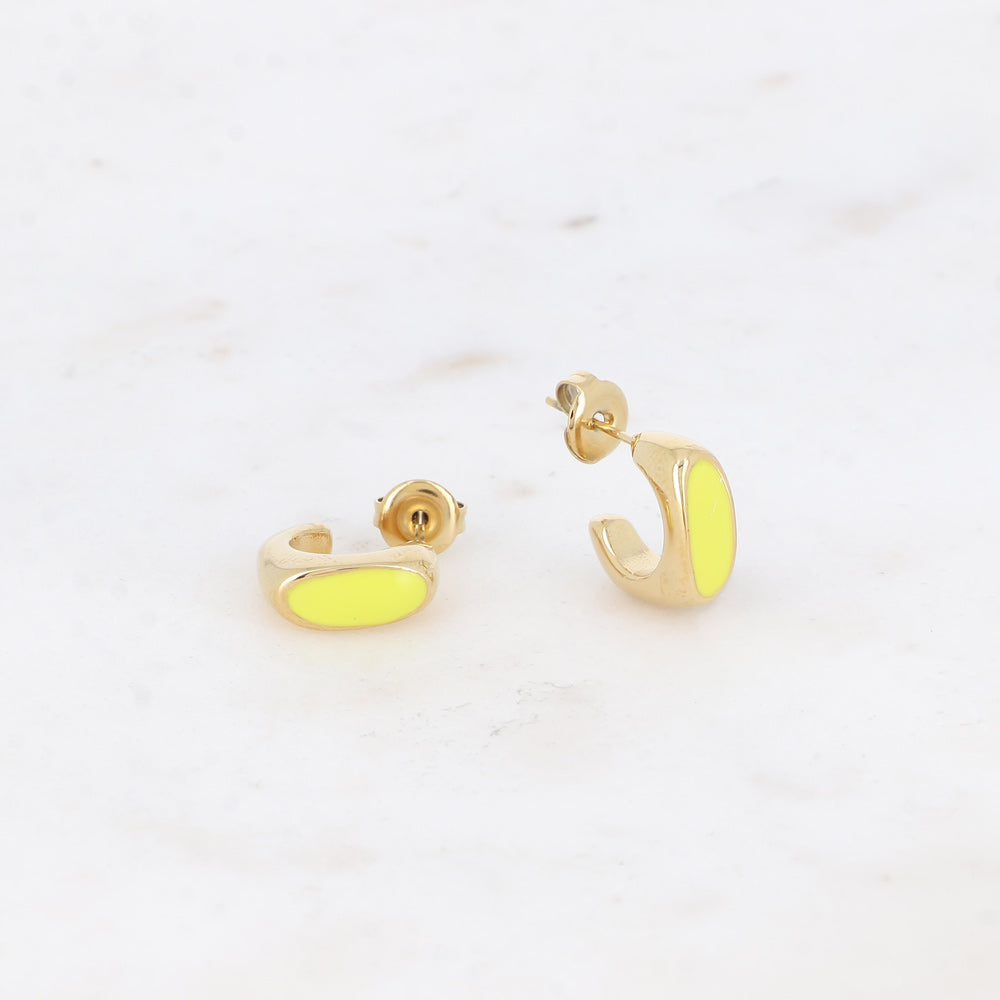 Mini créoles Dania - émail JAUNE