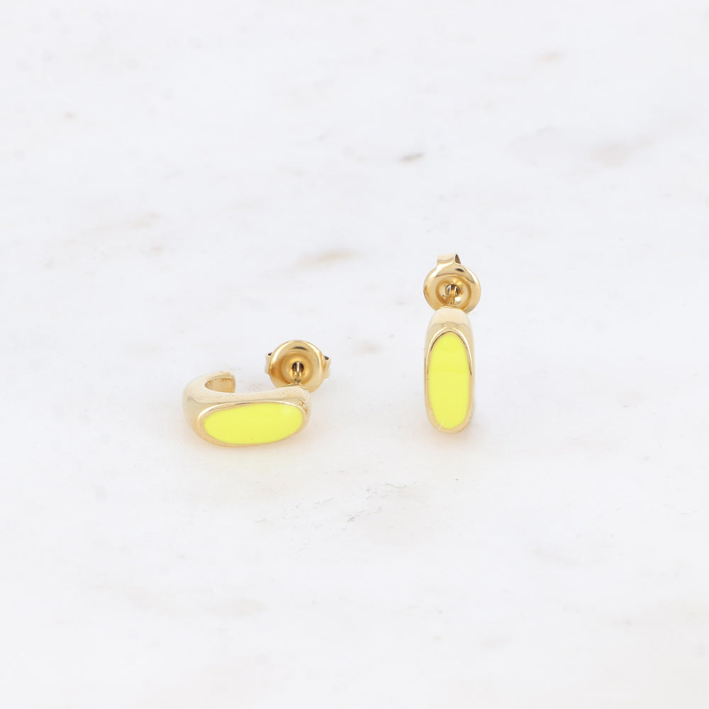Mini créoles Dania - émail JAUNE