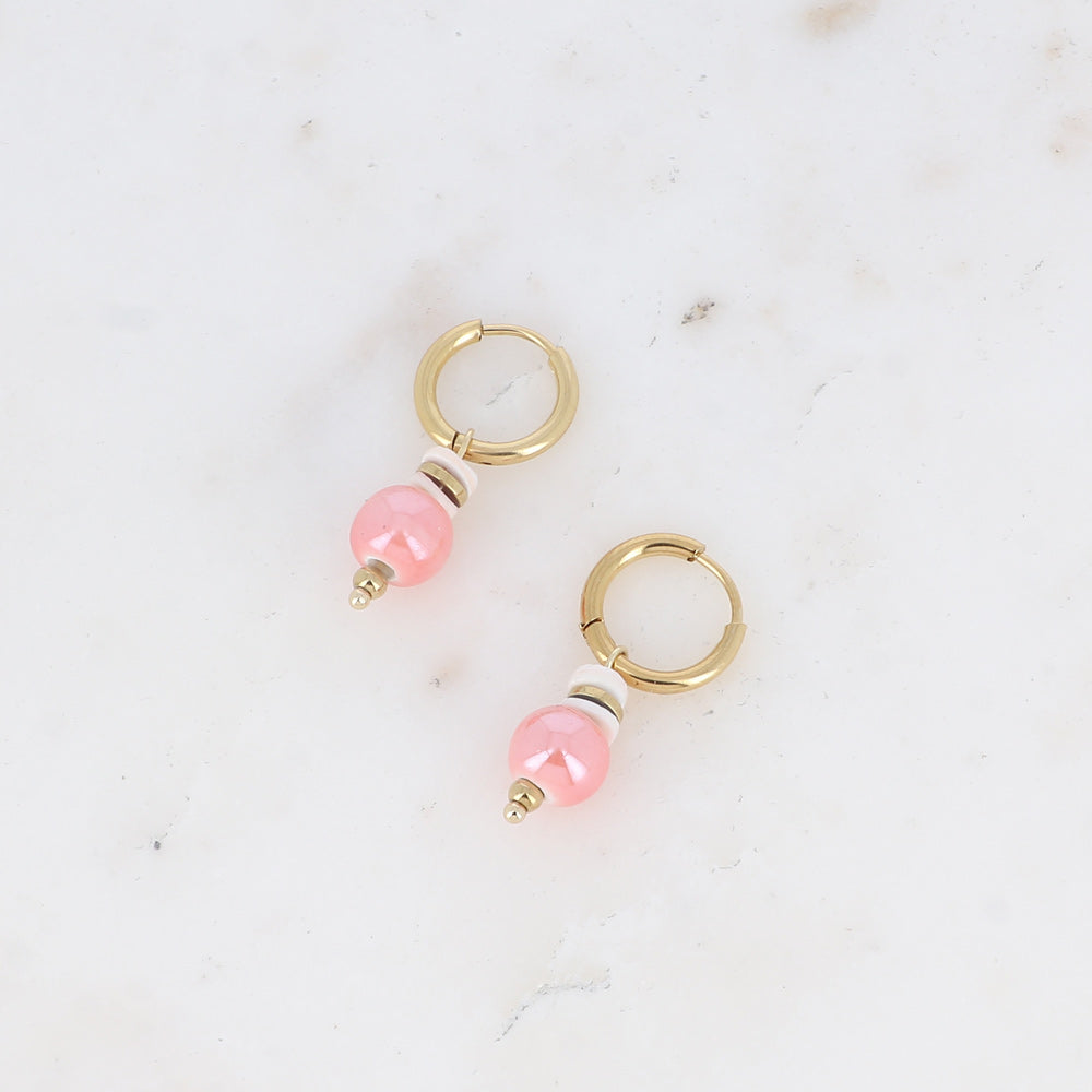 Mini créoles - perle en céramique émaillée