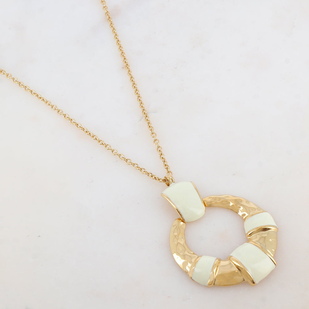 Sautoir avec pendentif géométrique émaillé