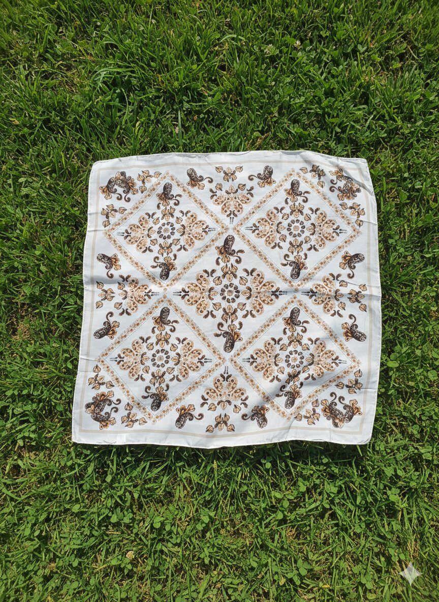 Foulard carre en soie 70-70cm beige